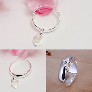 Sterling silver 925 stamp heart charm fashion ring